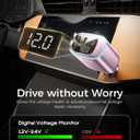 Car Charger, USB C Cable Fast Charging USB C iPhone Charger, Cigarette Lighter Adapter with Retractable 2 USBC Cables 25 Inch and 2 USB Ports, Multi Port Car Charging for iPhone 17/16/15/Pro Max-Pink