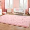 Foxmas Soft Fluffy Area Rugs for Bedroom Kids Room Plush Shaggy Nursery Rug Furry Throw Carpets for Boys Girls, College Dorm Fuzzy Rugs Living Room Home Decorate Rug, 2ft x 3ft, Pink