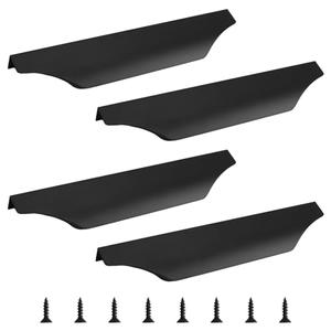 MOROBOR 5 Pcs Finger Edge Pull Handle Finger Pulls Plastic Handle 200mm Matte Black Furniture Drawer Handles for Home Kitchen Door Drawer Cabinet with Screws