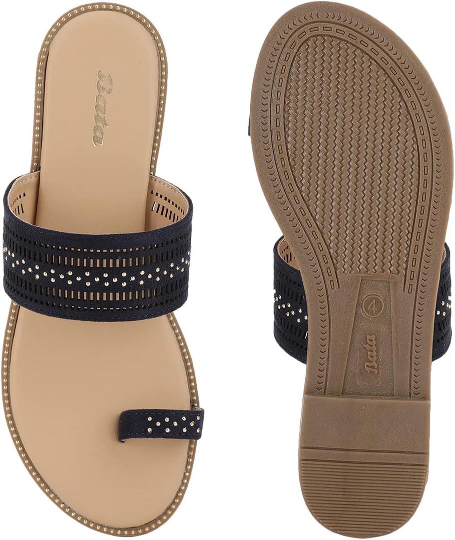 BATA T-STRAP FLAT SLIPPERS FOR WOMEN Size 5