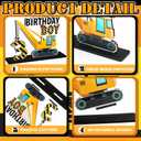 2 x 6 Pcs Construction Birthday Party Wooden Table Centerpiece Yellow Truck Construction Sign Wood Excavator Table Topper Decorations for Baby Shower Truck Birthday Party Supplies