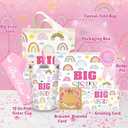 7 Pcs Big Sister Gifts for Girls, New Sister Gifts with 12 Oz Pink Sister Tumbler Mug, Canvas Tote Bag, Big Sister Bracelet, Big Sister Satin Sash, Badge Pin and Greeting Card for Little Girls