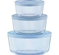(3-Pack, Medium) Tinted Glass Round Food Storage Container Set, Snug Fit Non-Toxic Plastic BPA-Free Lids, Freezer Dishwasher Microwave Safe, 2 Cup, 4 Cup & 7 Cup