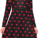 Girl's St Patrick's Day Clover Print Irish Shamrock Long Sleeve A-line Midi Dress (12 Years)