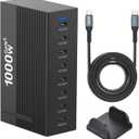 1000W 8-Port GaN5 Desktop Charging Station, High-Power USB Charging Hub with 5X 140W and 3X 100W PD Ports, Fast Charger for Laptops, Tablets, and Smartphones