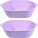 2 Pcs Silicone Bread Proofing Baskets, Collapsible Sourdough Bread Baking Supplies Dough Proofing Box Oven Safe for Artisan Bread Making for Professional and Home Bakers (Purple and Purple Oval)