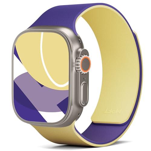 MOFT Snap Duo Watch Bands Compatible with Apple Watch,Magnetic Wear,Duo-Color&Soft Silicone,iWatch Bands for Ultra 3/2/1,Series 11/10/9/8/7/SE/6/5/4/3/2/1,42/44/45/46/49mm,Strike YellowxPoise Purple