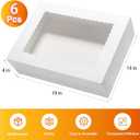Wowxyz 19x14x4 Inches Cake Boxes 6pcs Rectangle Half Sheet 1/2 Sheet Bakery Boxes with Window - Donuts, Pastry Baking Cake, Pie White Cardboard Treat Packaging