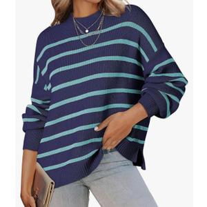 Dokotoo Oversized Womens Sweater 2025 Fall Winter Striped Sweaters Casual Trendy Sweater, M