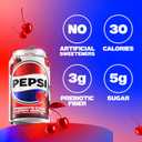 2 x Pepsi Prebiotic Cola, Cherry Vanilla, 12 fl oz Cans (8 Pack), 30 Calories, 5g Prebiotic Fiber, 5g Sugar, Soda Pop Cola
