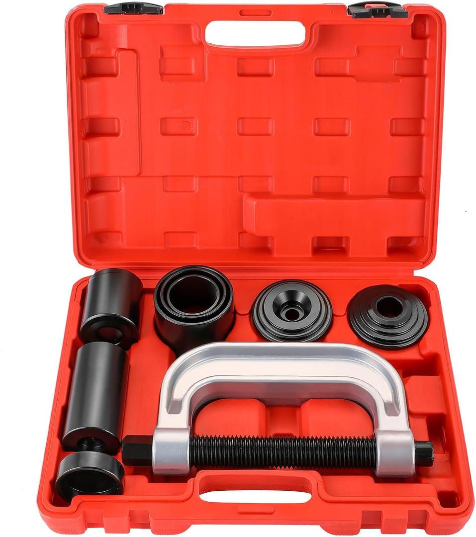 Ball Joint Press & U Joint Removal Tools | Heavy Duty Ball Joint Service Tool with 4-Wheel Drive Adapters for Most 2WD and 4WD Car Pickup and Light Truck (Red)