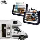 Campervan Bungee Storage Pouch  Elastic Cord Net Organizer with Wood Frame, RV Van Motorhome Interior Wall-Mounted Storage Solution (2Pcs 8.6" x 12")