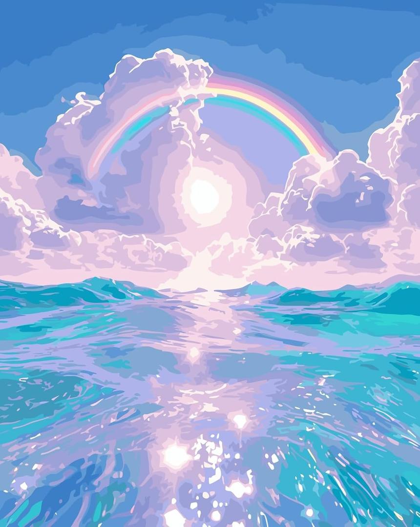 CSZPPQAF Paint by Numbers Kit for Adults Beginner, Rainbow Landscape Paint by Number Kits on Canvas, DIY Easy Acrylic Watercolor Oil Painting by Numbers for Home Wall Decor 16X20inch