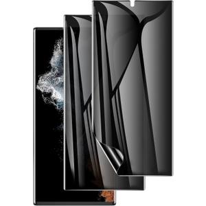 LYWHL 2 Pack for Samsung Galaxy S22 Ultra Privacy Screen Protector, Anti-Spy Full Adhesive Flexible Film for Galaxy S22 Ultra 5G 6.8, [Support Fingerprint Reader] Easy Installation Frame - Black