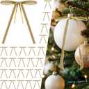 24 Pcs Light Brown Velvet Bows for Christmas Tree Decor, Elegant Velvet Pre-Tied Ribbon Bows Door Garland Vintage Ornaments for Christmas, Wreaths, Gifts and Home Decoration (5x7 Inch, 3/8'' Wide) (Khaki)