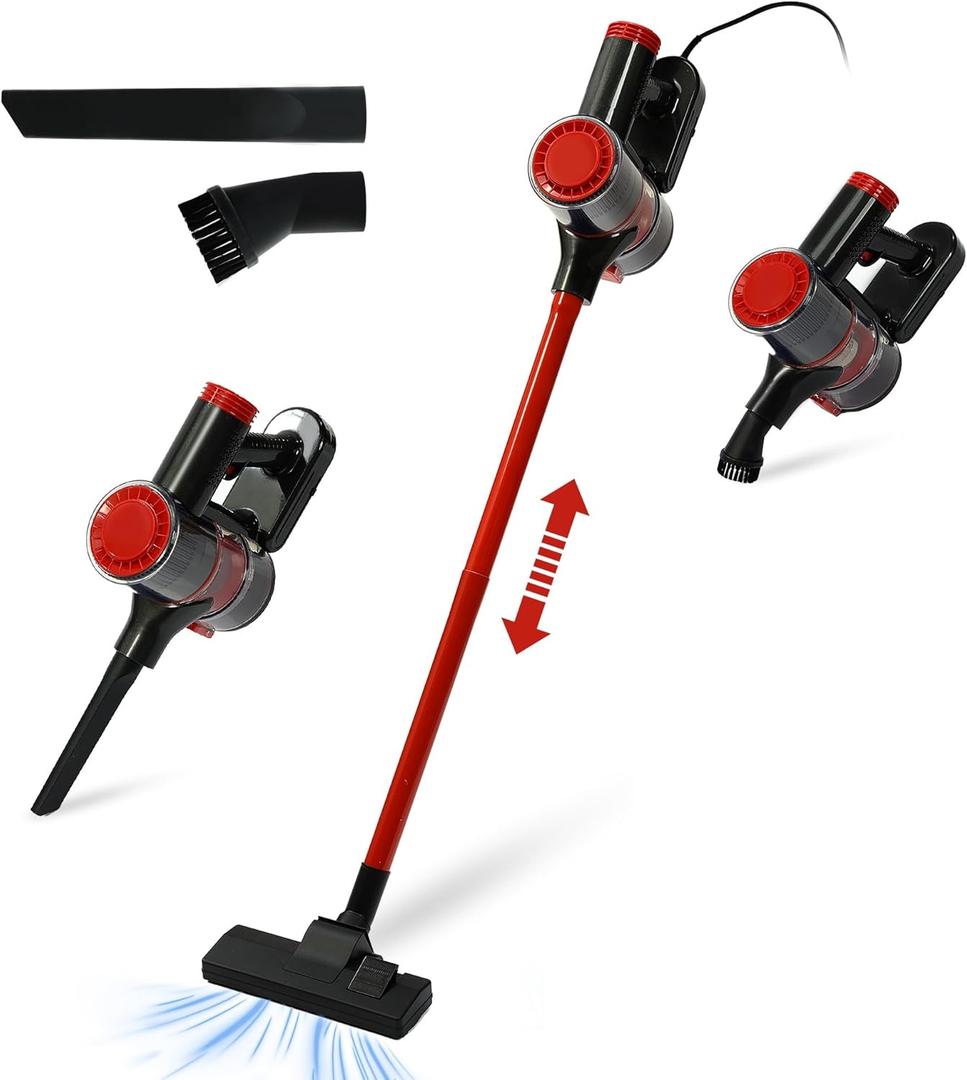 Corded Vacuum Cleaner, 17KPa Powerful Suction with 600W Motor, 4 in 1 Lightweight Handheld Stick Vacuum for Pet Hair Hard Floor and Carpet