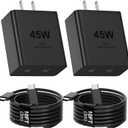 2Port 45W Super Fast Charger Type C, 45W USB-C Charger Android Phone Charger Fast Charging for Samsung Galaxy S26 Ultra/S26+/S26/S25 Ultra/S25+/S25/S24/S23/S22/Note10+/Tab S9 with 2X 6.6ft Type C Cord