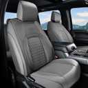 Coverado Chevy Chevrolet Silverado GMC Sierra Seat Covers Full Set, Fit for 2007-2013 & 2019-2026 1500, 2020-2026 2500HD 3500HD Crew Double Extended Cab, Faux Waterproof Leather Seat Covers (Gray)