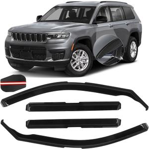 in Channel Rain Guards for 2021 2022 2023 2024 2025 2026 Jeep Grand Cherokee L, Durable Side Wind Deflectors, Smoke Vent Window Visors Shades Shield, 4PCS