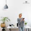 Modern Pendant Light, 6.6"x6.6"x7" Iron Hanging Fixture with Warm Oak Woodgrain, 15"-72" Adjustable Cord, E26 Socket, 4.7" Ceiling Canopy for Kitchen, Hallway  Ashwood Gray