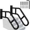 Handrails for Outdoor Steps, Stair Railing Indoor 1-3 Step, Porch Deck Hand Rail, Stair Hand Grab Bars Assist for Elderly, Wall Mount Metal U-Shaped Safety Handrail for Garage Basement (2 PCS)