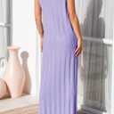 Fisoew Women Summer Sleeveless Maxi Dress Scoop Neck Ribbed Knit Tank Dress | Maternity, Sweater Dress, Cozy Fabric, Loose Fit, Long Dress, Round Neck, Going Out, Pregnancy (Purple), Small