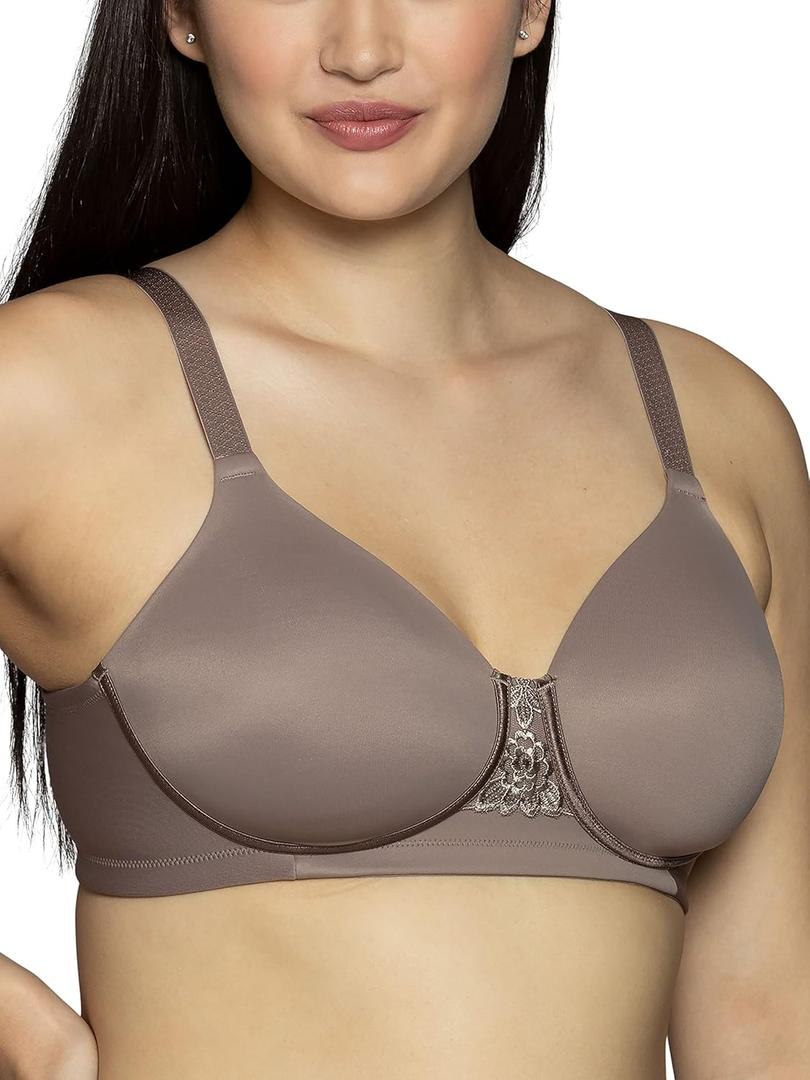 Vanity Fair Women's Full Figure Beauty Back Smoothing Bra, 4 Way Stretch Fabric, Lightly Lined Cups up to H (38D, Wirefree - Walnut)