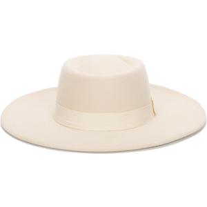 Women Fashion Felt Church Hats Classic British Style 9.5CM Wide Brim Top Fedora Hat Wedding Dress Up Jazz Cap (Medium, Ivory)