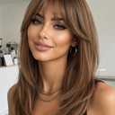 AISI HAIR Beginner Friendly Brown Wig with Bangs for Women Daily Party
Chestnut Brown with Caramel Highlights,Face Framing,Quick to Wear,Soft Fiber,Soft All Day,Adjustable Fit,Medium Length