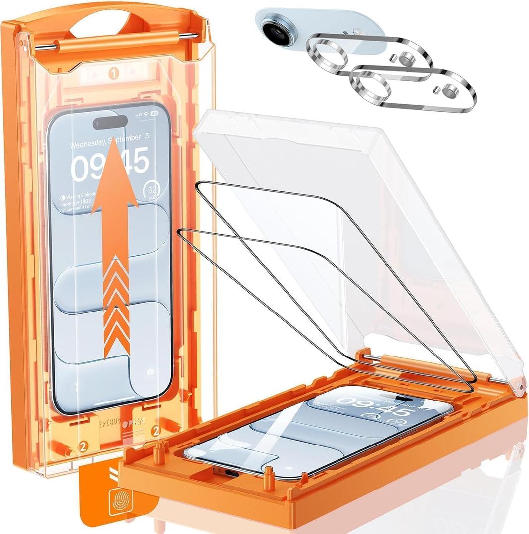 MRGLAS TOP 9H+ Glass 2+2 Packs for iPhone Air Screen Protector with Camera Lens Protector [Zero Bubble, Auto-Dust Removal] [10X Military Protection] iPhone Air 6.5" Tempered Glass Full Edge Coverage