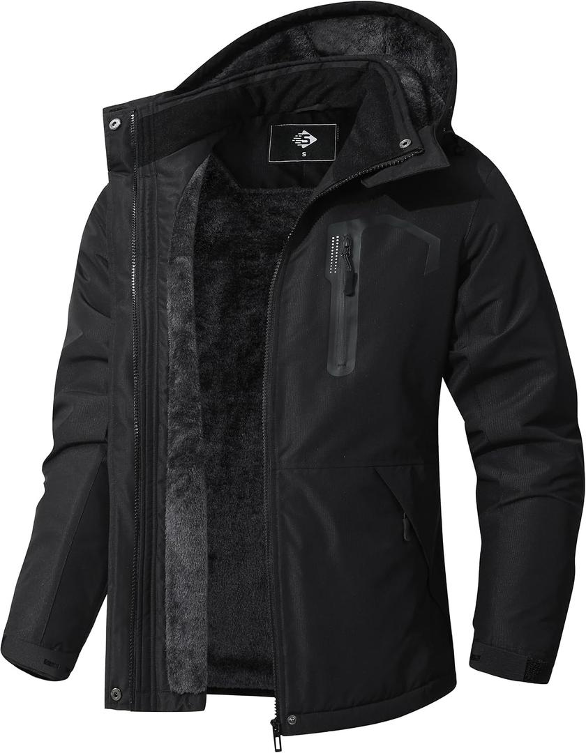 Women's Waterproof Ski Jacket Warm Winter Coat Hooded Windbreaker | Detachable Hood, Zipper Pockets, Warm, Windproof, Waterproof For Skiing Daily Winter Activities (S)