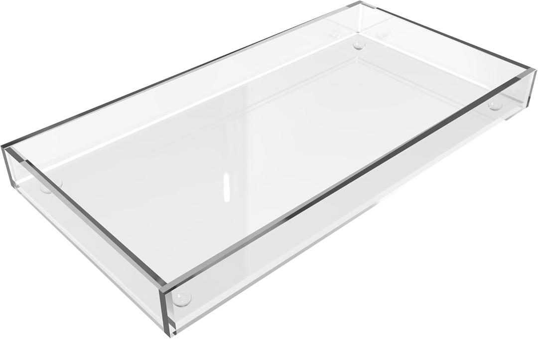 Serving Tray 10"x5" Acrylic Serving Trays Clear Decorative Platter for Appetizer, Food, Breakfast in Kitchen, Coffee Table, Bed, Living Room, 2 Pack