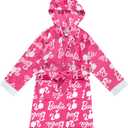Barbie Girls Fleece Kids Hooded Robe - Super Soft Plush Kids Spa Bathrobe with Pockets, Girls - Official Product (6, Pink)