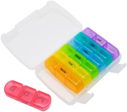 Amazon.com: EZY DOSE Weekly (7-Day) Daily Medtime Pill Organizer Case, Vitamin Planner and Medicine Container, Removable Large Pop-Out Individual Compartments, 3 Times a Day, Travel Friendly, Rainbow, BPA Free : Health & Household