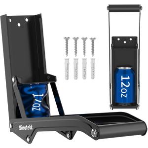 16 oz Can Crusher Wall Mounted | Heavy-Duty Thickened Steel | with Built-in Bottle Opener & Non-Slip Handle | Flattened Aluminum Can in Seconds | Space-Saving Recycling Tool for Home & Garage