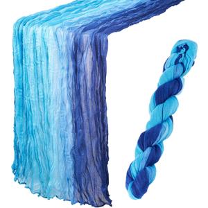 Craftdady 1 Pack Cheesecloth Table Runner, 29.92 x 68.9 Inch Gradient Blue Gauze Boho Rustic Table Runner Soft Polyester Table Cloth Cheese Cloth Sheer Cloth for Wedding Party Clothing Home Decor