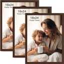 18x24 Picture Frame Set of 3, Dark Brown Wood Grain 18x24 Frames for Horizontal and Vertical Wall Mounting (3 pack,Walnut)
