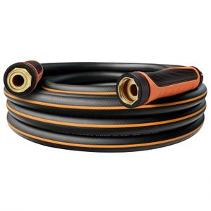 Upgraded Hybrid Garden Hose 25 ft with 360 Rotating Handle, New Formula Flexible Water Hose 5/8 IN x 25FT, Lightweight, Durable, Heavy Duty, All-weather, 3/4 IN GHT Solid Brass Fittings