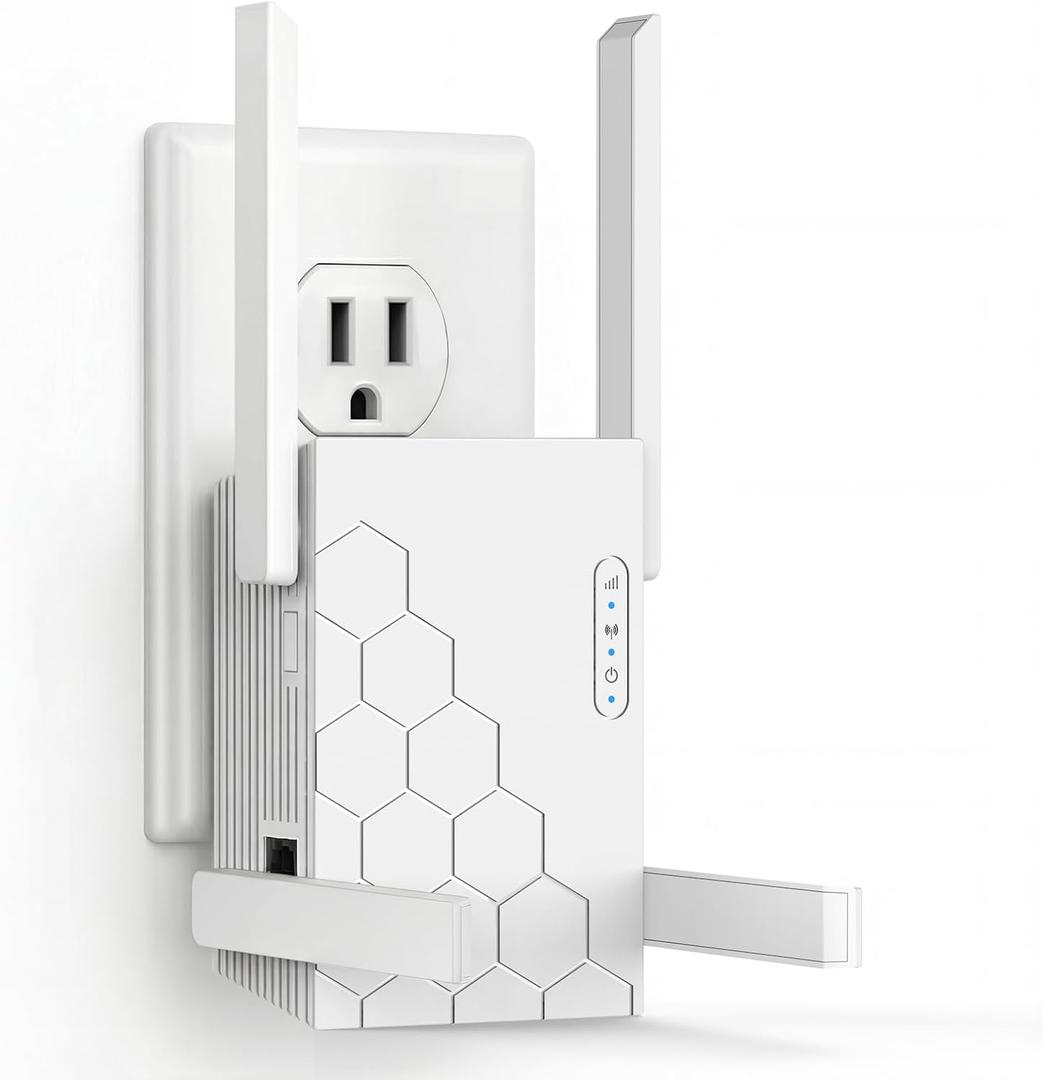 WiFi Extender Signal Booster Dual Band 5.8GHz&2.4GHz, WiFi Booster for Home Covers Up to 10200 Sq.ft and 45 Devices, Wireless Signal Amplifier 1200Mbps WiFi Repeater w/Ethernet Port, 1-Tap Setup