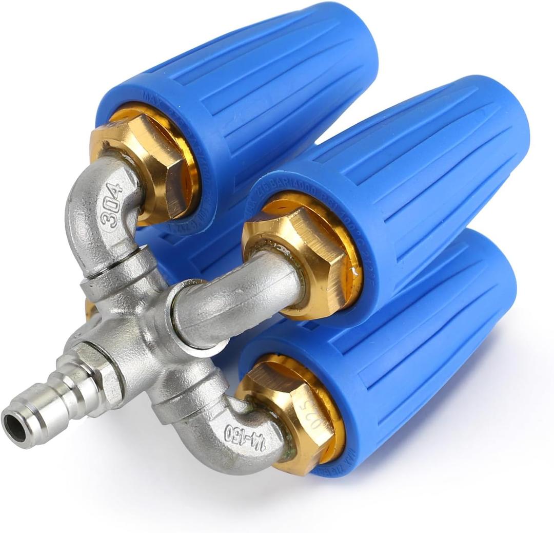 Quadruple Turbo Nozzle, 4-In-1 Turbo Nozzle Pressure Washer, 360 Rotating Turbo Nozzle With 1/4" Quick Connector, 4000 PSI, 8-12 GPM, 2.0 Orifice