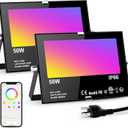 LED Flood Lights RGB Color Changing 500W Equivalent, Outdoor RGBW Bluetooth Smart Floodlights APP Control, IP66 Waterproof, Timing, 2700K&16 Million Colors 23 Modes for Stage Landscape Lighting