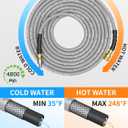 3/8" 4800PSI Pressure Washer Hose 200FT with Swivel Quick Connect for Cold/Hot Water Max 248F, Kink Resistant Steel Wire Braided, Wear Resistant Power Washer Hose with M22 14mm Adapter