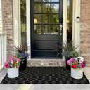 Front Door Mat Outdoor Indoor Rugs Black and White Front Porch Decor Outside Rug Entryway Rug 23.6" x 51.2"Boho Black Outdoor Patio Front Door Rugs Kitchen Decor Carpet Entry Way Doormats