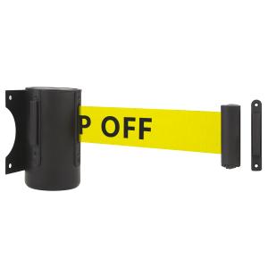 A-KARCK Wall Mount Retractable Belt 16 Foot, Crowd Control Wall Barrier with Steel Case Black and Yellow Belt with Danger - Keep Off