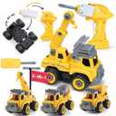 Top Race 3-in-1 Construction Toys - Easy Assembly Take Apart Construction Trucks with Remote Control and Drill - 3 Building Models for Kids Ages 3 and Up - Ideal for Indoor and Outdoor Play