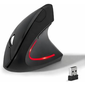Wireless Ergonomic Mouse, 2.4G Wireless Vertical Ergo Mouse, 800/1200/1600 Adjustable DPI,6 Buttons Ergonomic Mouse for Laptop/MacBook/PC/Desktop-Black