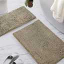 SONORO KATE Bathroom Rug,Non-Slip Bath Mat,Soft Cozy Shaggy Thick Bath Rugs for Bathroom,Plush Rugs for Bathtubs,Water Absorbent Rain Showers and Under The Sink (Beige, 36" x 24" Plus 32" x 20")