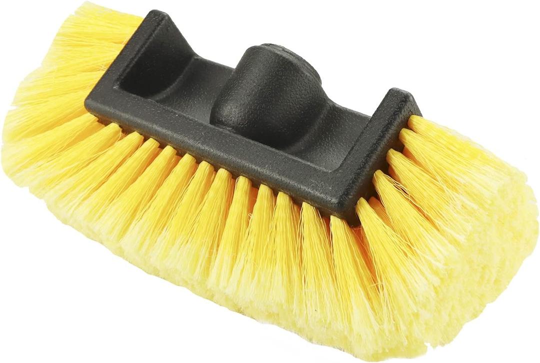 QWORK 10in Car Wash Brush Head with Soft Bristle, for Cleaning Decks, Trucks, Car, RV, Boats, Home Siding, Camper, Yellow
