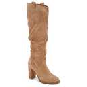 Juliet Holy Womens Knee High Boots Chunky Block Heel Wide Calf Round Toe Side Zipper Pull On Suede Winter Dress Shoes