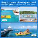 2PCS 10' Foam Water Pad Mat Bungee Cord, Floating Mat Bungee Cord with 2 Stainless Hooks, Floating Water Mat Tether, Foam Lake Mat Cord Secure Mooring Prevent Drifting Away